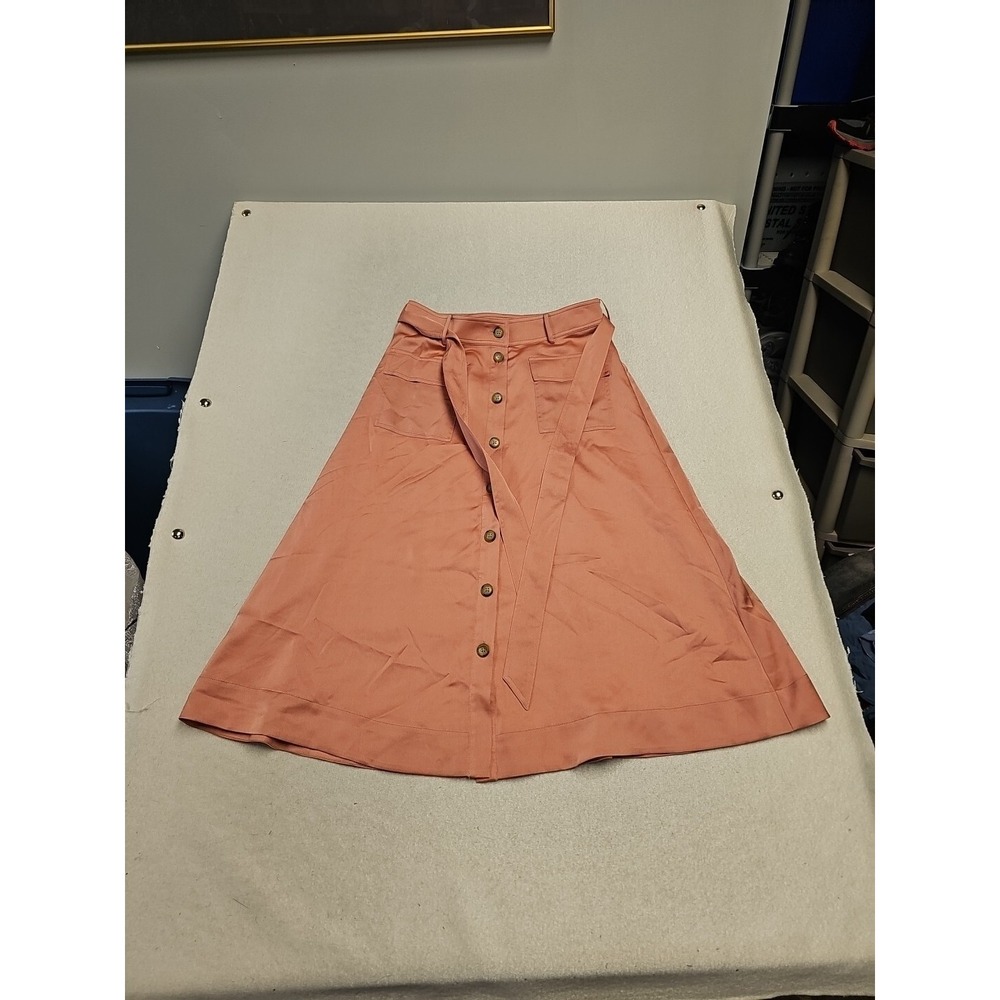 Vintage Banana Republic Womens A-line Pink Belted Button Front Skirt Size 0